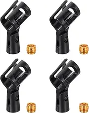 uxcell 4Pcs Microphone Clip Adjustable Mic Holder Flexible Wireless Mic Stand Adapter for Handheld Mics with Metal 5/8" Male to 3/8" Female Screw Adapter