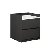 Wooden Bedside Table 2 Drawer Side End Nightstand Sofa Bedroom Living Room Furniture Office Storage Cabinet Black and White