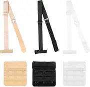 [Abeillo] Women's Low Back Bra Converter with Bra Extender 3 Hook, Adjustable Bra Strap Backless Bra Converter, Black, Nude, White, 5 inch