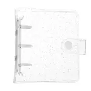 Mini Binder Cover, 4 Inch PVC 3 Ring Binder Cover with Snap Button, White