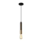 Interior Vertical Plate Tube 1 Light Pendant Matt Black / Antique Brass - GOLDA2