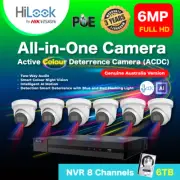 6MP Hilook By Hikvision : 4K NVR 8 Channels+6TB HDD+6 pcs. IP Camera Color