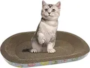 Cardboard Cat Scratcher | 2-in-1 Oval Cat Scratching Pad Bowl Nest for House Cats Grinding Their Claws - Round Corrugated Cat Scratching Board, Lounge Cat Beds and Furniture Protector for Cou