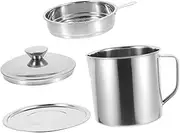 OFFSCH Stainless Steel Oil Pot Frying Oil Container Grease Can Thick Handle Storage Lid