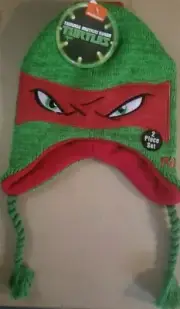 Teenage Mutant Ninja Turtles TMNT Raphael Winter HAT With Gloves SET NEW NWT