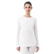 Fruit of the Loom Ladies Thermal Waffle Crew Top-White-Large (12-14)-NWT