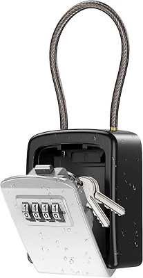 Upgraded Key Lock Box, Safe Lock Box for Keys with Removable Shackle, 4-Digit Co