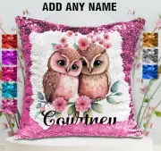 Owl Cushion Cover Sequin Throw Pillow Flip Sequins Couples Personalised