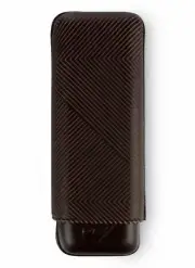 Davidoff Brown Leather Leaf Pattern XL-2 Double Cigar Case / Pouch 105584
