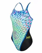 Size 32 Michael Phelps Racing Swim Suit Aqua Infinity Tech! Women Chrystal READ!