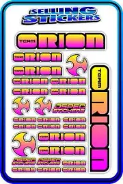 TEAM ORION ESC MOTOR BATTERY LIPO RC DRIFT STICKER DECALS 1/8 1/10 PINK YELLOW B