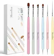 MelodySusie Nail Art Brushes Set,6pcs Nail Art Design Pen Painting Tools with Extension Gel Brush, Polish Brush, Builder Brush,Liner Brush, Carved Brush, and Dotting Pen for Home DIY Salon Use