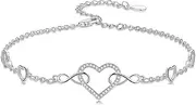 [ABIGY] Heart Anklet 925 Sterling Silver Heart Infinity Anklet for Women, Sterling Silver