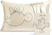 Mickey/Minnie x Kitsch Satin Pillowcase with Zipper - Softer Than Silk Pillow Cases for Hair & Skin Cooling Pillow Cases Covers | Satin Pillow Cases Standard Size (Mrs. Mouse, 1 Pack)