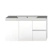 Forme 900mm White Mont Albert Wall Hung Vanity With Porcelain Top - RH Drawers