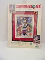 Dimensions Stamped Cross Stitch 8665 "Snowmen Greetings" Happy Holidays 2001