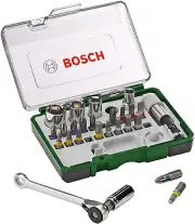 Bosch 27-Piece Screwdriver Bit and Ratchet Set with Colour Coding