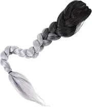 WOONEKY Wig Ponytail Female Elastic Mesh Drawstring Colorful Three-strand Twist Braid Long Ponytail Fluffy Chemical Fiber High Ponytail Hair Extensions Decoration Women Hair Extensions