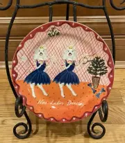 New Anthropologie Emily Maude Twelve 12 Days Christmas Plate 9 Nine Ladies Dance