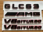 Black RED GLC63 AMG V8 BITURBO Emblem Badge Sticker Set For Mercedes Benz GLC63