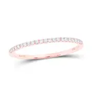 14kt Rose Gold Womens Round Diamond Timeless Stackable Band Ring 1/8 Cttw
