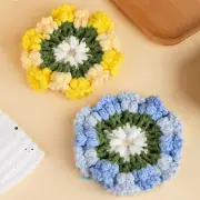 4Pcs Crochet Cup Mat Kit Cute Flower Knitted Cup Mats Supplies Kit numKv
