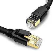 Yauhody CAT8 Ethernet Cable 15m, High Speed 40Gbps 2000MHz SFTP Internet Network LAN Wire Cables with Gold Plated RJ45 Connector for Router, Modem, PC, Switches, Hub, Laptop, Gaming, PC (15m/Black)