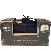 Totes Toasties Slippers Memory Foam Comfort Men's Medium 8-9 Navy Microterry NEW