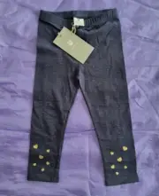 HOOT KID PANT WITH GOLD HEART DETAIL ON FRONT LOWER LEG