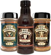 Big Poppa's Steak Bundle – Irresistible BBQ Set Featuring Steak Seasoning, BBQ Rub & BBQ Sauce – Ultimate BBQ Seasoning Trio for BBQ Enthusiasts - Perfect for Steaks, Ribs, and Brisket Seasoning