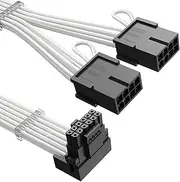 Agtray RTX 4070Ti PCIe 5.0 Power Cable Extender 90 Degree Angle, 12VHPWR 16Pin(12+4) Male to 2x8Pin Female Extension Cord with Cable Combs Compatible with GeForce RTX 4070Ti/4070 (12.8in, White)