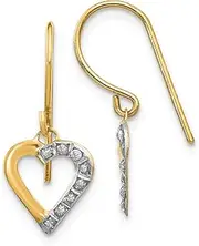 [Diamond2Deal] Women's 14k Yellow Gold Diamond Hoop Earrings Heart Shape (0.01ct, H/SI)