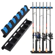 Fishing Rod Holder Horizontal 6-Rod Rack ABS Plastic Storage Wall Mount