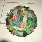 Green Round Floor Pillow Cushion Cover Vintage Bohemian Patchwork Pillow Cases