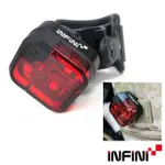 【INFINI】ARIA I-220R 2段模式背夾設計3LED紅光台灣製自行車後燈/警示燈-黑色(尾燈 自行車燈 慢跑)