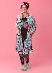 [Taking Shape] Taking Shape Floral Fiesta Zip Dressing Gown Size 26-28 in Print - Plus Size Women's Clothing Print