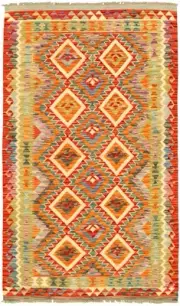 Vintage Hand Woven Carpet 3'10" x 6'7" Traditional Wool Kilim Rug