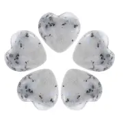 5Pcs Natural Heart Stone Quartz, Love Heart Worry Stones, Grey Agate