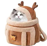 Career Bag Imitation PLüsch Cat Carrier Bag Dog Front Carrier Elk Design | Breathable and Warm Carry Bag for Cats, Small Dogs, Plush for Zain