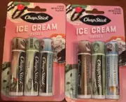 Two 3 Pack Chapstick Ice Cream Classics .15 oz Lip Balm Fresh Sealed. 6 Tubes