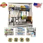 Over Sink Dish Rack with Automatic Drainage - Stylish, Adjustable & Efficient