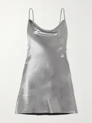 [ROTATE Birger Christensen] ROTATE Birger Christensen - Sidney Metallic Stretch-satin Mini Dress - Silver - DK38 DK 38 Silver