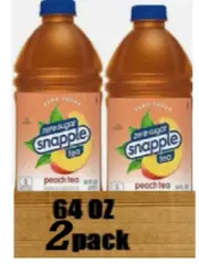 Snapple Zero Sugar Peach Tea, 64 Fl oz, Bottle (2Pack)
