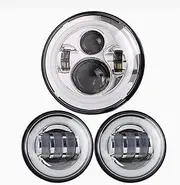 Motorcycle Headlight 7inch LED Headlight 4.5" Fog Passing Light Motorcycle Headlamp For Touring Electra Glide For Road King Softail For Night Train For Bad Boy