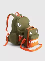 GAP KIDS BOYS GIRLS SENIOR BACKPACK LUNCH BAG SCHOOL MONSTER ARMY GREEN NEW