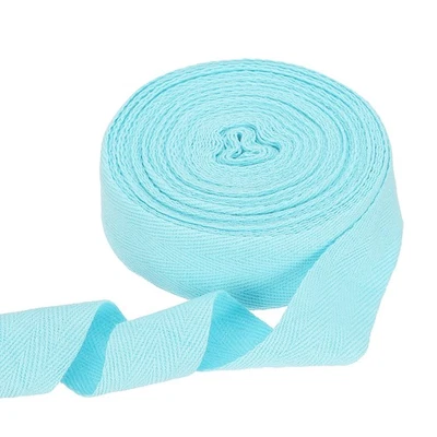 Cotton Twill Tape Ribbon 1-3/16" 11 Yard Herringbone Webbing Tape, Light Blue
