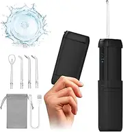 JOOEYKO Mini Water Flosser - Portable Cordless Oral Irrigator with Telescopic Tank, 3 Modes, IPX7 Waterproof, Ideal for Home & Travel, Teeth, Braces & Bridges Care (Black)