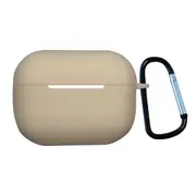 For AirPods Pro 2nd Gen Case, Protective Silicone Cover, Snap Hook, Milk Tea Color