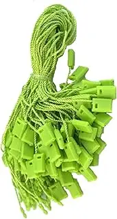 [Trimming Shop] 7 Inch (18cm) Long, 100pcs Green Nylon String Hang Tags Fasteners with Snap Lock for Labels, Clothes, Jewelry, Luggage and for Securing Products