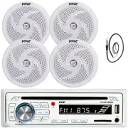 Pyle PLCDBT65 1DIN Bluetooth CD Marine Receiver, 4x 5.25" 180W Max Speakers